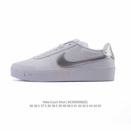 真标 耐克 Nike Court Shot 男女子运动鞋春季透气轻便经典白昼 潮流 嘻哈 百搭 防滑 低帮 板鞋 Fq8146#拒绝沉闷黑白 质感满满的皮革鞋面