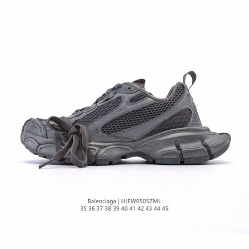 公司级 巴黎世家 Balenciaga 3Xl Sneakers 巴黎世家 十代网布系带低帮走秀复古老爹运动鞋 透气网纱 网面 材料和聚氨酯 磨损效果 鞋头边缘