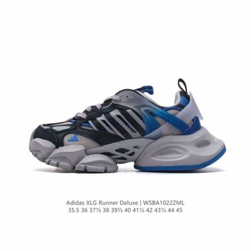 公司级 阿迪达斯Adidas XLG Runner Deluxe 解构绑带 做旧 脏脏鞋 跑步者豪华版系列低帮厚底增高老爹风复古缓震休闲运动慢跑鞋。男鞋#原楦原