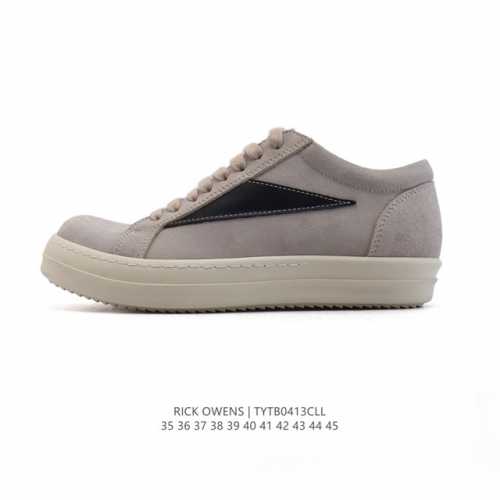 公司级 Rick Owens 复古百搭 时尚 舒适透气 耐磨 休闲鞋 市售最高版本 Rick Owens 瑞克 欧文斯 粗鞋带 低帮高街休闲运动板鞋 原鞋开发