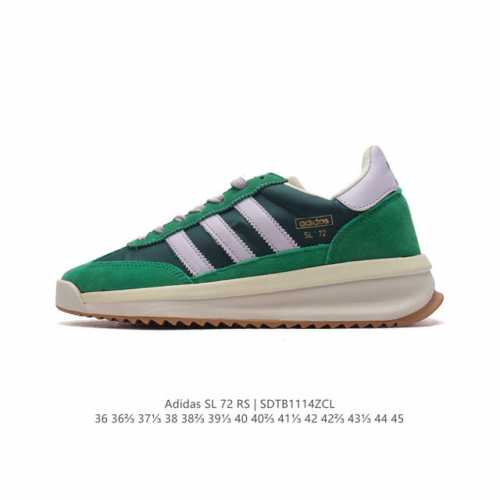 阿迪达斯adidas Sl 72 Shoes 经典复古薄底运动鞋 T头鞋 三叶草复古休闲跑步鞋休闲运动鞋 这款经典运动鞋携复古型格，来访你的活力日常 采用舒爽皮