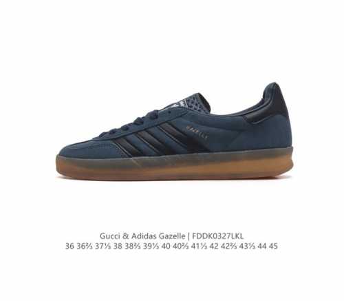 真标 阿迪达斯 Adidas Originals X Gucci Gazelle 阿迪古驰联名经典休闲板鞋 复古男女运动鞋 融汇两个品牌丰富且历史悠久的典藏元素