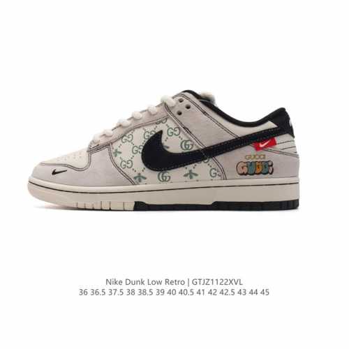 公司级 耐克 Nike Dunk Low Retro 运动鞋复古板鞋 Gucci联名。作为 80 年代经典篮球鞋款，起初专为硬木球场打造，后来成为席卷街头的时尚