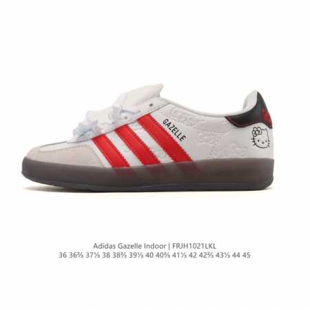 公司级 阿迪达斯 Adidas Originals Gazelle Indoor复古三叶草防滑透明橡胶板鞋经典运动鞋 Hello Kitty 猫。这款经典鞋,忠 - 点击图像关闭