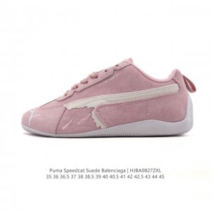 Puma 彪马 X Balenciaga巴黎世家 Speedcat 系列运动鞋 薄底鞋 牛皮绒面革 圆头做旧磨损 低帮 生活休闲鞋，极速赛车系列 复古运动休闲跑