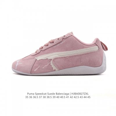 Puma 彪马 X Balenciaga巴黎世家 Speedcat 系列运动鞋 薄底鞋 牛皮绒面革 圆头做旧磨损 低帮 生活休闲鞋，极速赛车系列 复古运动休闲跑