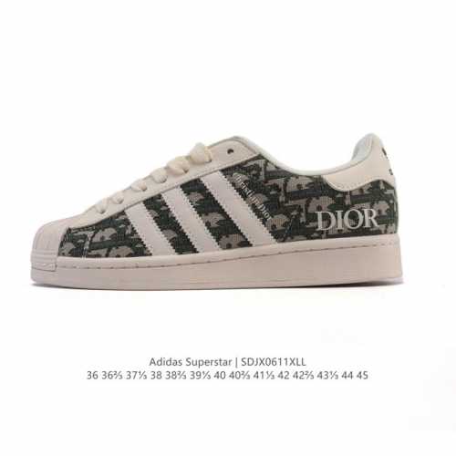 公司级 真标 阿迪达斯 Adidas Superstar 2025年新款鞋子 蛇年新款经典贝壳头系列 新款休闲板鞋潮流男女士运动鞋。鞋面柔软织物拼接材质 标志性