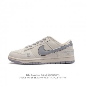 真标 耐克 Nike Sb Dunk Low Pro X Lv 路易威登 联名 复古低帮休闲运动滑板板鞋。采用脚感柔软舒适zoomair气垫，有效吸收滑板等极限