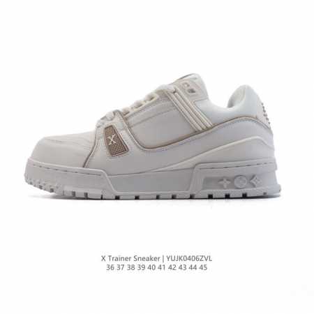 公司级 路易威登Louis Vuitton同款 X Trainer Sneaker板鞋 时尚运动鞋 潮厚底增高小白鞋 。舒适防滑底和百搭性霸屏整个时尚娱乐圈，细 - 点击图像关闭