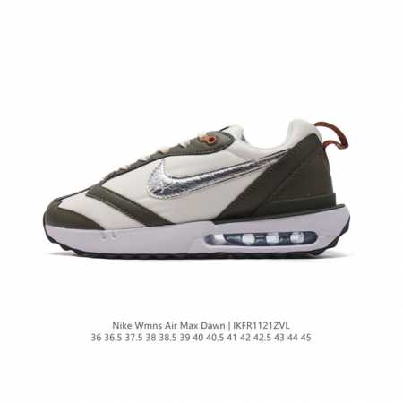 耐克 Nike Air Max Dawn 黎明系列 低帮气垫百搭休闲运动慢跑鞋，从配色上彰显出浓厚的复古气质。最大的亮点当属鞋型设计上加入结构元素，汲取1984 - 点击图像关闭