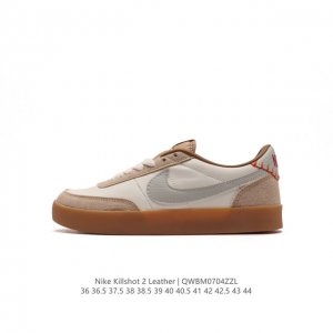 耐克板鞋 生胶米白 复古板鞋J.Crew x Nike 联名 Killshot II Leather 男女休闲复古运动鞋。采用米白色皮革制作鞋身，大号Swoos