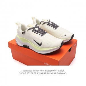 耐克 Nike Reactx Infinity Run 4瑞亚机能风疾速系列越野缓震休闲运动鞋 公路跑步鞋带气垫厚底增高运动鞋。加宽前足设计和加厚泡绵层，有助提