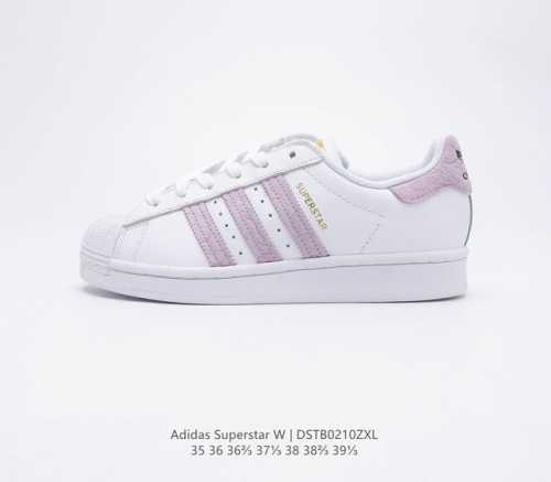 阿迪达斯 ADIDAS SUPERSTAR 三叶草经典贝壳头休闲板鞋潮流女士运动鞋 鞋面皮革材质 标志性的贝壳鞋头 锯齿三条纹 简约的线条 就连版型和比例 都