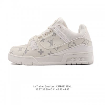 帝王版 路易威登 Louis Vuitton Lv路易威登板鞋 时尚运动鞋潮厚底增高男女鞋。舒适防滑底和百搭性霸屏整个时尚娱乐圈，细节调整完美主义！采用柔软皮革