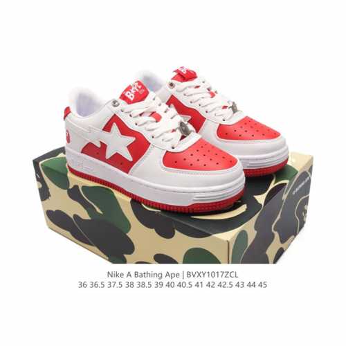 A Bathing Ape 安逸猿 男女同款运动鞋复古板鞋 升级原楦原纸版数据开发，采用超软皮革鞋面材质，内置全掌air sole气垫定制联乘，日本里原宿潮流品