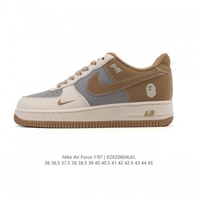 特价 新款 Af1耐克 Nike Air Force 1 ‘07 Low 空军一号 Bape 联名 气垫厚底增高百搭运动板鞋 原楦头原纸板 小白鞋 打造纯正空军