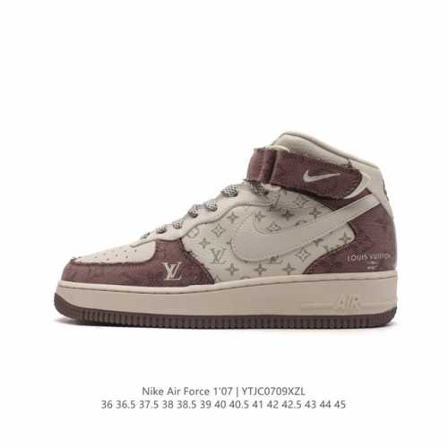 公司级 重磅联名,法国顶级高奢品牌 路易威登 Louis Vuitton X Nike Air Force 1'07 Lv8 Mid Damier Azur L