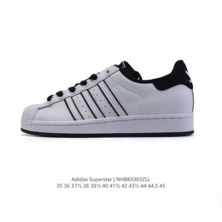 130 阿迪达斯 Adidas Superstar 三叶草经典贝壳头系列 新款休闲板鞋潮流男女士运动鞋 。鞋面柔软皮革材质 标志性的贝壳鞋头，锯齿三条纹，简约的 - 点击图像关闭