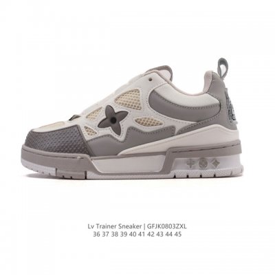 Lv Skate Sneaker 路易威登 2025年新款运动板鞋 蛇年限定 春夏秀场初次亮相，此次以粒面牛皮革焕新呈现。加垫鞋领和鞋舌援引滑板鞋设计，科技鞋带