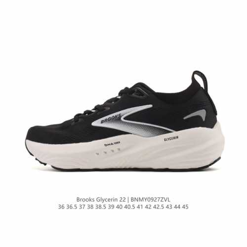 新品公司级 Brooks布鲁克斯Glycerin 22甘油 跑步鞋男女新款透气缓震支撑运动 甘油22跑鞋是布鲁克斯。甘油22拥有非常亮眼的外观设计，采用了鲜艳夺