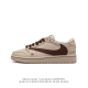 公司级aj1倒勾travis Scott X Air Jordan 1 ” Reverse Mocha “ Aj1乔1 Ts 闪电 联名倒钩 低帮文化篮球鞋 完