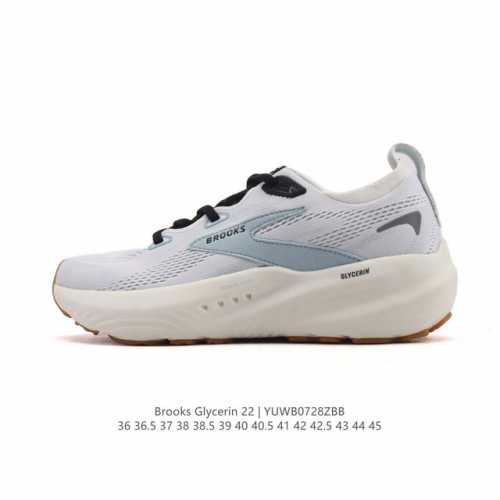 新品公司级 Brooks布鲁克斯Glycerin 22甘油 跑步鞋男女新款透气缓震支撑运动 甘油22跑鞋是布鲁克斯。甘油22拥有非常亮眼的外观设计，采用了鲜艳夺