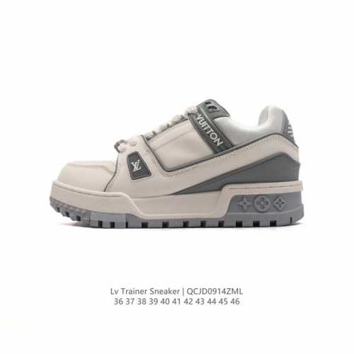公司级 无胶版 路易威登louis Vuitton Lv路易威登板鞋 时尚厚底增高运动鞋 潮男女鞋 舒适防滑底和百搭性霸屏整个时尚娱乐圈，细节调整完美主义！鞋面