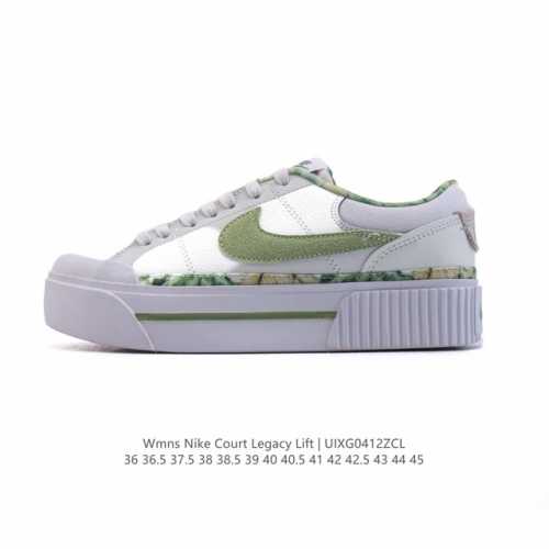 Nike 耐克 Court Legacy Lift 男女士运动鞋 运动厚底小白鞋 复古休闲鞋，上部和合成的 Strati 重叠,增加纹理、深度和透气性。 刺绣细