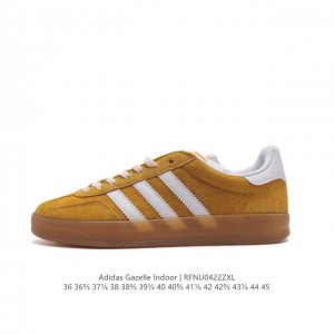 阿迪达斯 Adidas Originals Gazelle Indoor 复古三叶草防滑透明橡胶板鞋经典运动鞋。这款经典鞋,忠于原版设计,缀撞色三条纹和鞋跟饰片