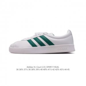 Adidas T头鞋 阿迪达斯 VL COURT 2.0 SHOES 运动休闲板鞋小白鞋，这款T形鞋头运动鞋,力求无论球场或街头,皆显耀眼出众。采用绒面革和牛皮