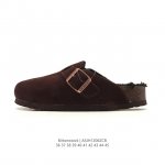公司级 德国百年知名鞋履品牌 勃肯Birkenstock Boston Suede Shearling 波士顿系列休闲家居棉拖鞋 低帮牛皮绒面革复古软木底包头露