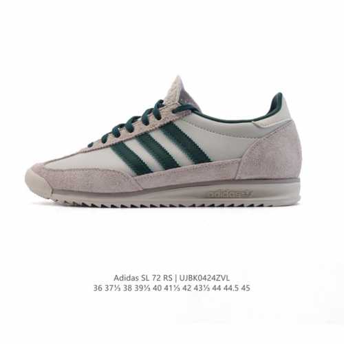真标 阿迪达斯Adidas Sl 72 Shoes 经典复古薄底运动鞋T头鞋 三叶草复古休闲跑步鞋休闲运动鞋 这款经典运动鞋携复古型格，来访你的活力日常 采用柔