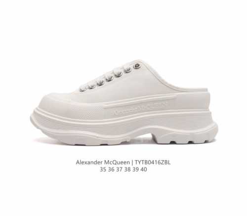 意大利高奢品牌-亚历山大 麦昆 Alexander Mcqueen Sole Sneakers 低帮时装厚底显高百搭休闲松糕鞋 包头运动拖鞋 女式小白鞋 厚底增