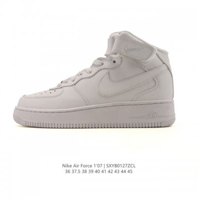 耐克 Nike Air Force 1 '07 空军一号高帮 魔术贴 含气垫 小白鞋 2025年新款 百搭厚底增高休闲运动板鞋。柔软、弹性十足的缓震性能和出色的