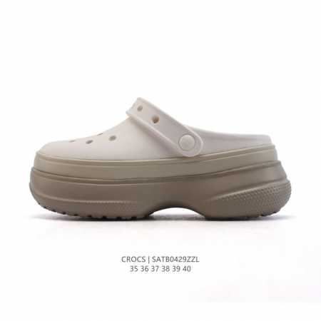 公司级 Crocs 沙滩洞洞鞋 女士休闲厚底增高凉拖鞋 卡骆驰明星同款 厚底增高沙滩鞋 选择尺码时 建议选大一码 脚感更舒适 家居休闲一式两用拖鞋 白敬亭同款， - 点击图像关闭