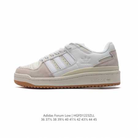 Adidas 阿迪达斯 三叶草 Forum Low 男女运动鞋 摩登演绎篮球风的经典鞋。英文的“Forum”，是进行表达的场所，在这里，可以释放自己的热情，阐述 - 点击图像关闭