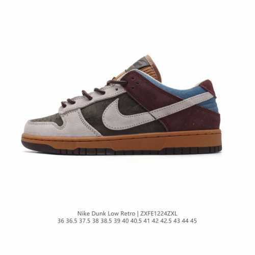 耐克 Nike Sb Dunk Low Pro 男女同款运动鞋复古板鞋。采用柔软皮革鞋面，经久耐穿，塑就如元年款 Dunk 般的复古质感。鞋头透气孔，搭配鞋口和