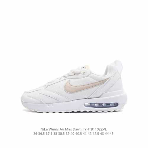 耐克 Nike Air Max Dawn 黎明系列 低帮气垫百搭休闲运动慢跑鞋 从配色上彰显出浓厚的复古气质。最大的亮点当属鞋型设计上加入结构元素，汲取1984