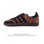 公司级 阿迪达斯 德训鞋 Adidas Originals Samba Og Shoes 经典运动鞋小白鞋 T头鞋 豹纹毛绒织物鞋面男女士板鞋 彰显休闲摩登风情