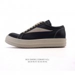 公司级 Rick Owens 复古百搭 时尚 舒适透气 耐磨 休闲鞋 市售最高版本 Rick Owens 瑞克 欧文斯 粗鞋带 低帮高街休闲运动板鞋 原鞋开发