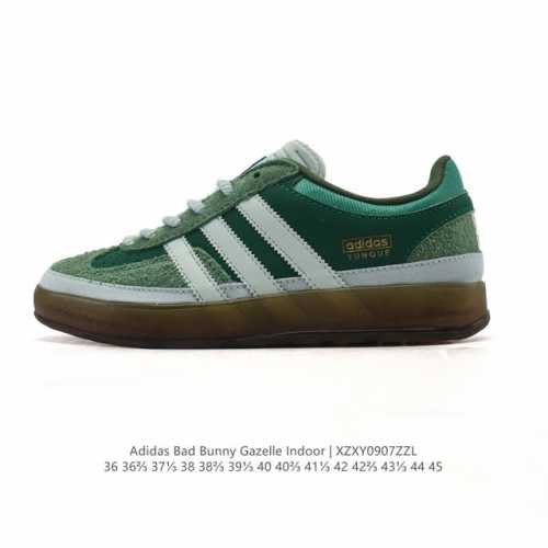 阿迪达斯 T 头鞋 系列Bad Bunny X Adidas Gazelle Indoor德训鞋 潮运动板鞋。Badbunny与Adidas再度联名，推出全新G