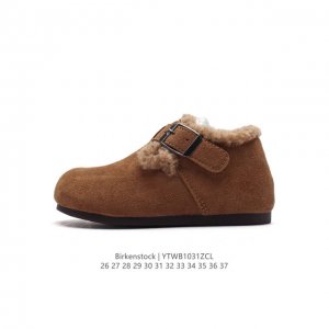 童鞋 Birkenstock Boston VL 勃肯儿童运动休闲鞋 加绒加毛 秋冬新款低帮靴子 绒面金属针扣软木底包头雪地靴 天鹅绒般的绒面革赋子休闲的经典外