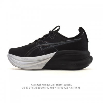 公司级Asics Gel-Nimbus 28 舒适防滑耐磨低帮休闲跑步鞋 鞋底采用了轻质发泡材料 并在后跟和前掌处采用了Asics亚瑟士核心科技-Gel缓震胶