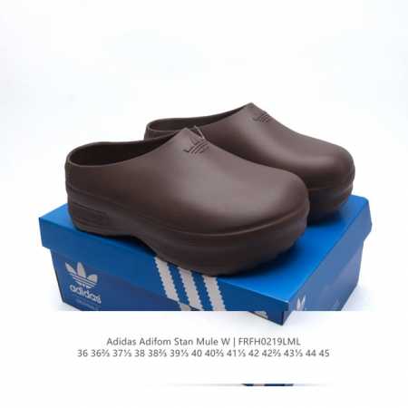 阿迪达斯 Adidas Adifom 夏季沙滩涉水百搭休闲拖凉拖鞋 超厚底增高男女鞋包头凉拖鞋。采用超轻95% 注塑 Eva塑料,5%泡沫塑料发泡缓震物料成型鞋 - 点击图像关闭