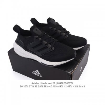 阿迪达斯 男女鞋 Adidas Ultraboost 21 爆米花 低帮畅跑缓震回弹跑步运动鞋，Ultraboost 21以全新的外观示人。此次采用全新编制纹理