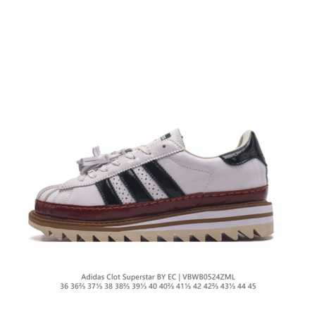 阿迪达斯 Clot X Adidas Originals Superstar 陈冠希全新设计 运动休闲厚底增高板鞋，鞋身整体以adidas经典的 Superst - 点击图像关闭