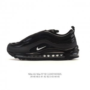 公司级 Nike 耐克 Nike Air Max 97 Se 气垫缓震男士跑步鞋 厚底增高百搭运动鞋。以织物材料以及皮革材质搭配而成 鞋侧的走线部分做了一个解构