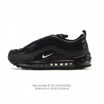 公司级 Nike 耐克 Nike Air Max 97 Se 气垫缓震男士跑步鞋 厚底增高百搭运动鞋。以织物材料以及皮革材质搭配而成 鞋侧的走线部分做了一个解构