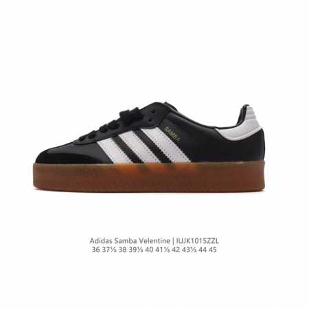 Adidas 阿迪达斯 男女运动鞋 三叶草samba Velentine 休闲鞋 德训鞋 复古板鞋经典运动鞋。一款阿迪达斯的samba面包鞋，该鞋具有厚实的用料 - 点击图像关闭