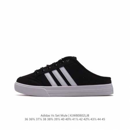 adidas 阿迪达斯vs Set Mule 经典休闲帆布板鞋 半拖 包头凉鞋 懒人一字蹬运动凉鞋 货号：Fx4 0 size：36 36 37 38 38 3 - 点击图像关闭